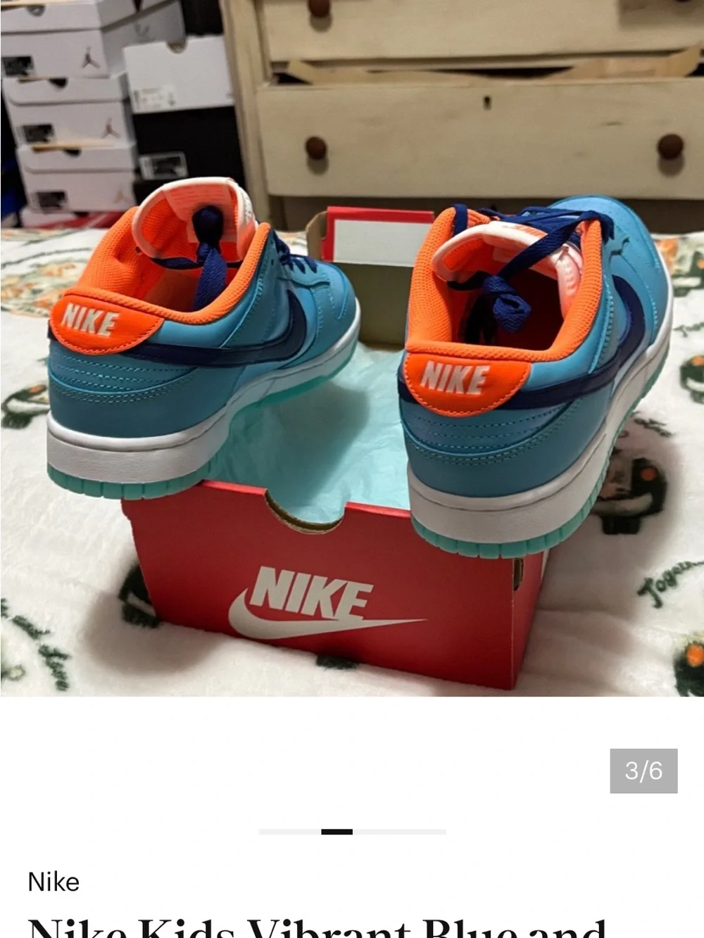 Men’s Nike dunk low Top Sneakers in Turquoise Blue with Orange Accents